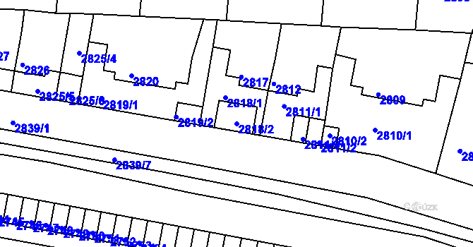 Parcela st. 2818/2 v KÚ Litoměřice, Katastrální mapa
