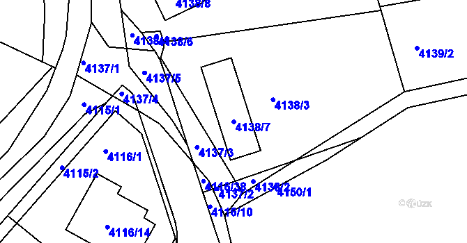 Parcela st. 4138/7 v KÚ Litoměřice, Katastrální mapa