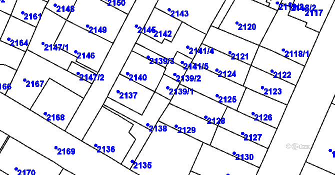 Parcela st. 2139/1 v KÚ Litoměřice, Katastrální mapa