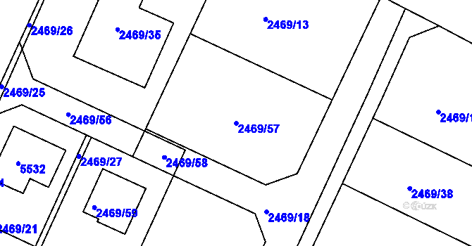 Parcela st. 2469/57 v KÚ Litoměřice, Katastrální mapa