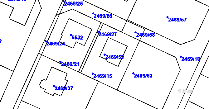 Parcela st. 2469/59 v KÚ Litoměřice, Katastrální mapa