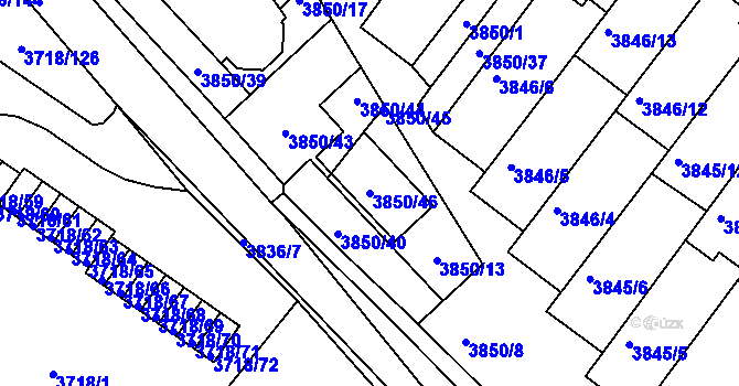 Parcela st. 3850/46 v KÚ Litoměřice, Katastrální mapa