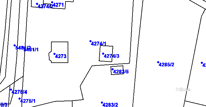 Parcela st. 4274/3 v KÚ Litoměřice, Katastrální mapa