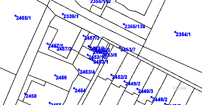 Parcela st. 2453/8 v KÚ Litoměřice, Katastrální mapa