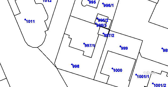 Parcela st. 997/1 v KÚ Litoměřice, Katastrální mapa