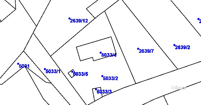 Parcela st. 5033/4 v KÚ Litoměřice, Katastrální mapa