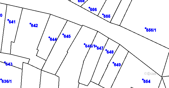 Parcela st. 646/1 v KÚ Litoměřice, Katastrální mapa