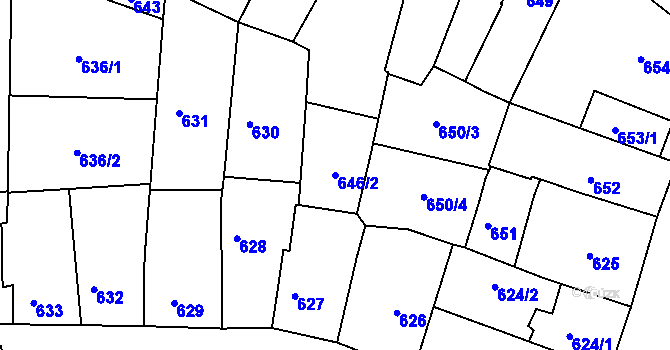 Parcela st. 646/2 v KÚ Litoměřice, Katastrální mapa