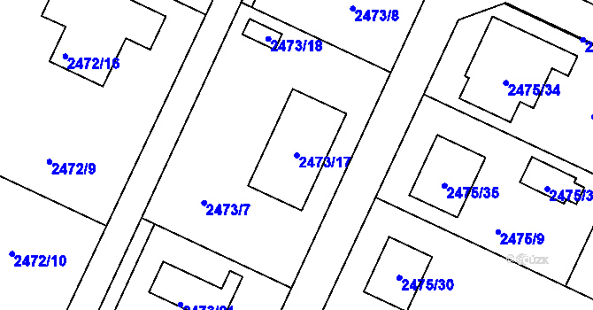 Parcela st. 2473/17 v KÚ Litoměřice, Katastrální mapa