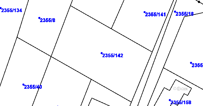 Parcela st. 2355/142 v KÚ Litoměřice, Katastrální mapa