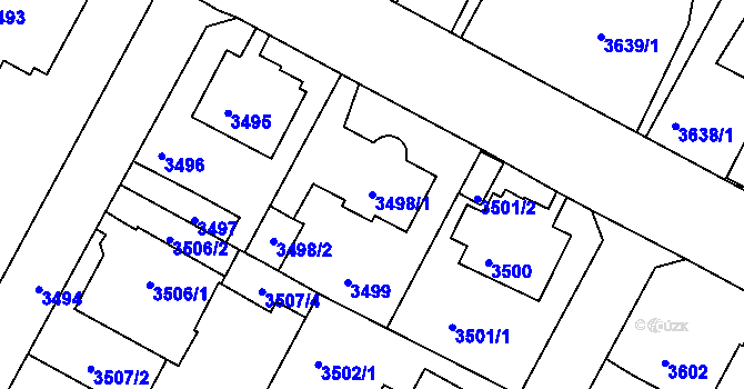 Parcela st. 3498/1 v KÚ Litoměřice, Katastrální mapa