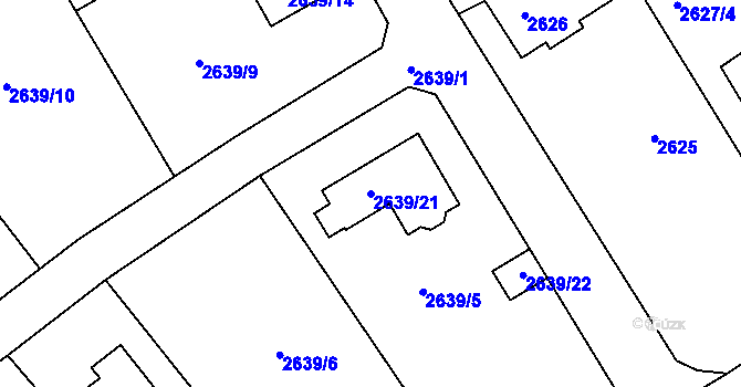 Parcela st. 2639/21 v KÚ Litoměřice, Katastrální mapa