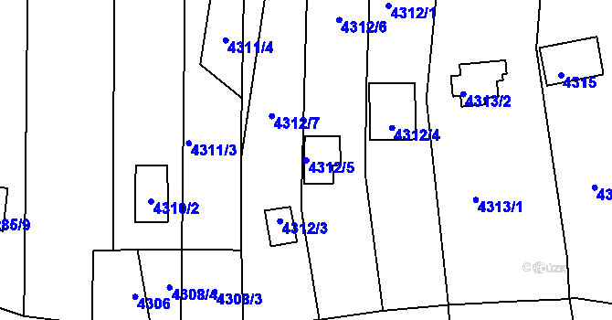 Parcela st. 4312/5 v KÚ Litoměřice, Katastrální mapa