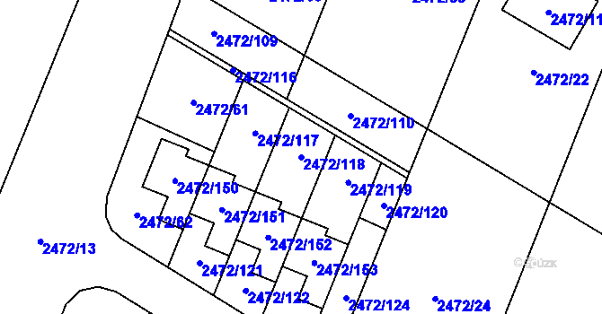 Parcela st. 2472/118 v KÚ Litoměřice, Katastrální mapa