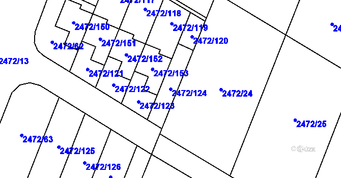 Parcela st. 2472/124 v KÚ Litoměřice, Katastrální mapa