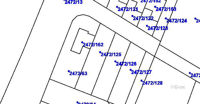 Parcela st. 2472/125 v KÚ Litoměřice, Katastrální mapa