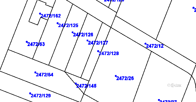 Parcela st. 2472/128 v KÚ Litoměřice, Katastrální mapa