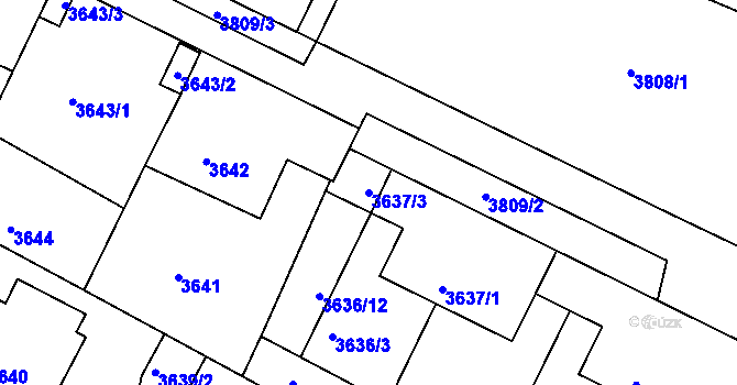 Parcela st. 3637/3 v KÚ Litoměřice, Katastrální mapa