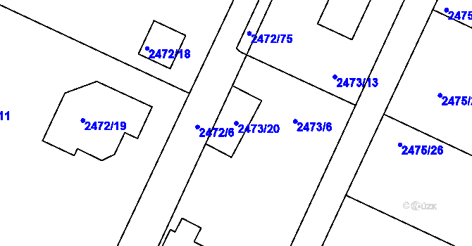 Parcela st. 2473/20 v KÚ Litoměřice, Katastrální mapa