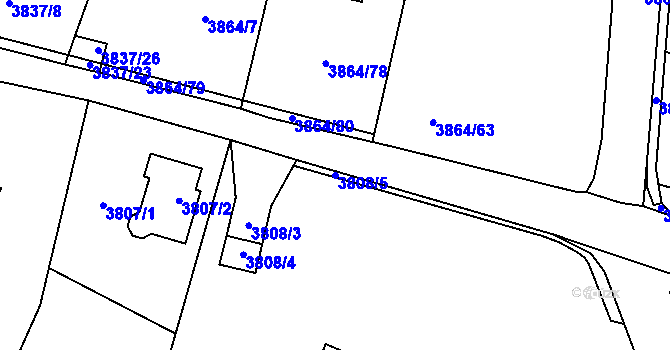 Parcela st. 3808/5 v KÚ Litoměřice, Katastrální mapa