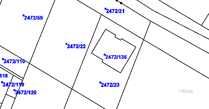 Parcela st. 2472/135 v KÚ Litoměřice, Katastrální mapa