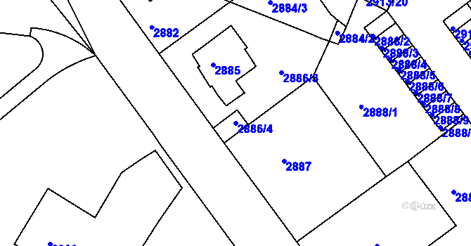 Parcela st. 2886/4 v KÚ Litoměřice, Katastrální mapa