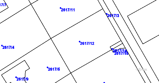 Parcela st. 2617/12 v KÚ Litoměřice, Katastrální mapa
