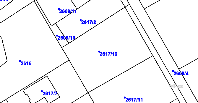 Parcela st. 2617/10 v KÚ Litoměřice, Katastrální mapa