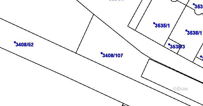 Parcela st. 3408/107 v KÚ Litoměřice, Katastrální mapa