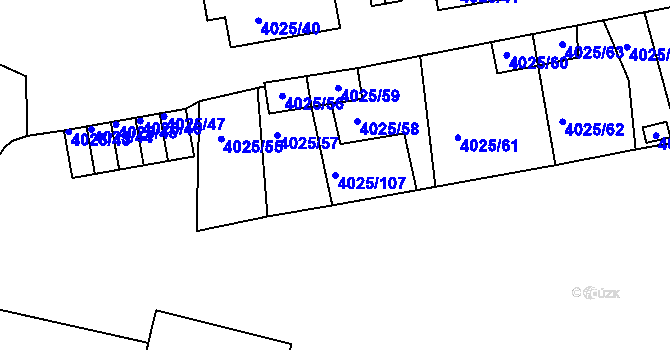 Parcela st. 4025/107 v KÚ Litoměřice, Katastrální mapa
