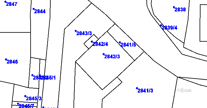Parcela st. 2842/3 v KÚ Litoměřice, Katastrální mapa