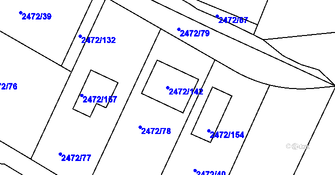 Parcela st. 2472/142 v KÚ Litoměřice, Katastrální mapa