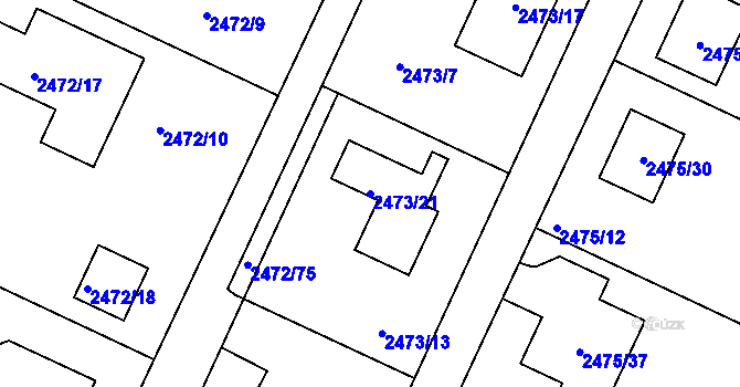 Parcela st. 2473/21 v KÚ Litoměřice, Katastrální mapa