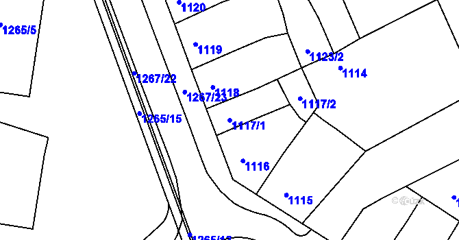Parcela st. 1117/1 v KÚ Litoměřice, Katastrální mapa
