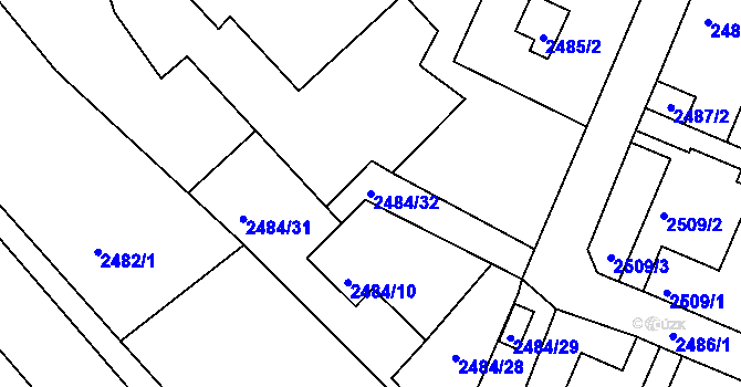Parcela st. 2484/32 v KÚ Litoměřice, Katastrální mapa