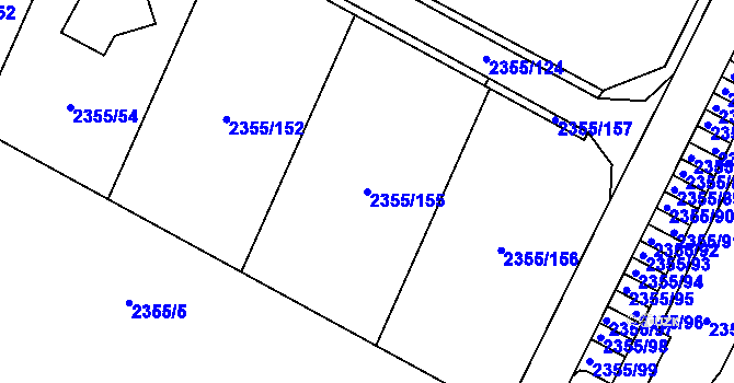 Parcela st. 2355/155 v KÚ Litoměřice, Katastrální mapa