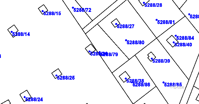 Parcela st. 5288/79 v KÚ Litoměřice, Katastrální mapa
