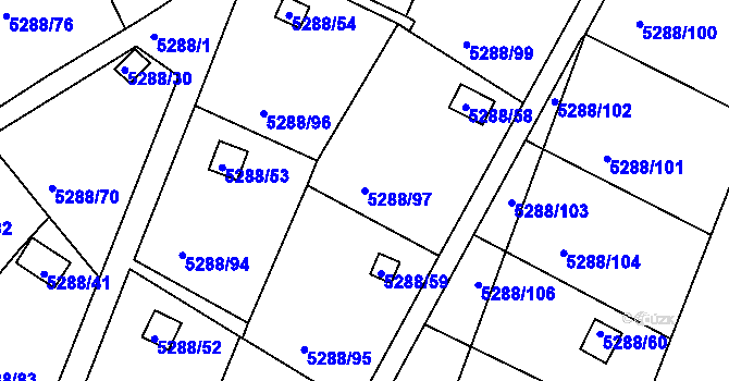 Parcela st. 5288/97 v KÚ Litoměřice, Katastrální mapa