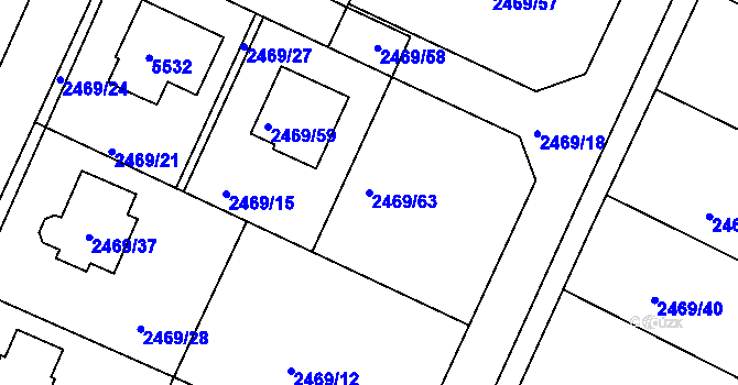 Parcela st. 2469/63 v KÚ Litoměřice, Katastrální mapa