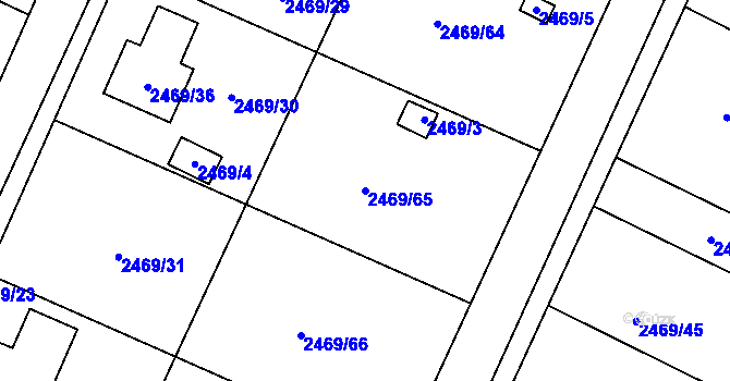 Parcela st. 2469/65 v KÚ Litoměřice, Katastrální mapa