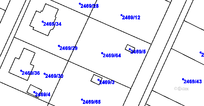 Parcela st. 2469/64 v KÚ Litoměřice, Katastrální mapa