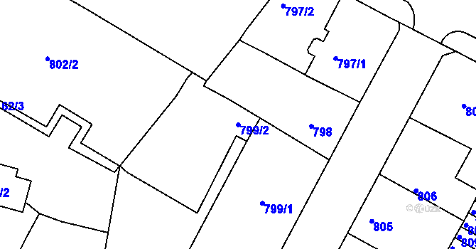 Parcela st. 799/2 v KÚ Litoměřice, Katastrální mapa