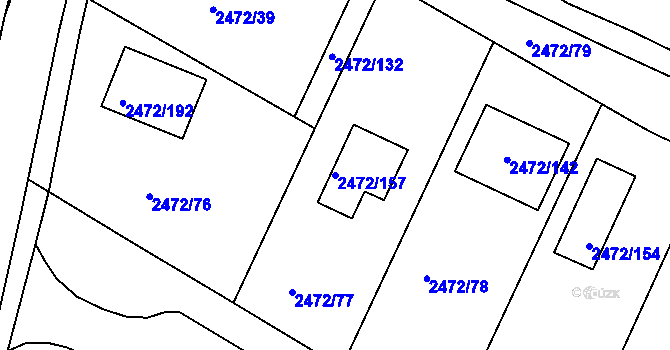 Parcela st. 2472/157 v KÚ Litoměřice, Katastrální mapa