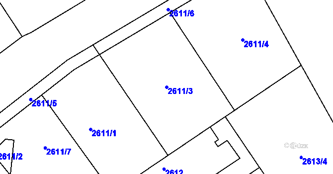 Parcela st. 2611/3 v KÚ Litoměřice, Katastrální mapa