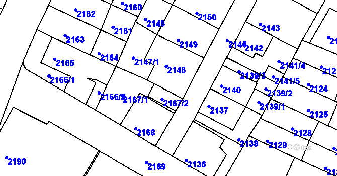 Parcela st. 2147/2 v KÚ Litoměřice, Katastrální mapa