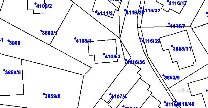 Parcela st. 4108/3 v KÚ Litoměřice, Katastrální mapa