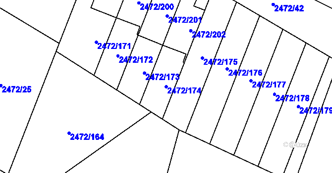 Parcela st. 2472/174 v KÚ Litoměřice, Katastrální mapa