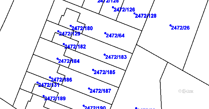 Parcela st. 2472/183 v KÚ Litoměřice, Katastrální mapa
