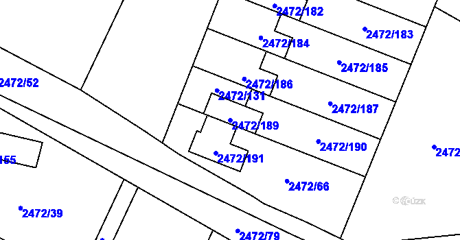 Parcela st. 2472/189 v KÚ Litoměřice, Katastrální mapa