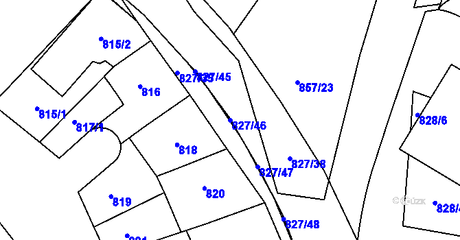 Parcela st. 827/46 v KÚ Litoměřice, Katastrální mapa